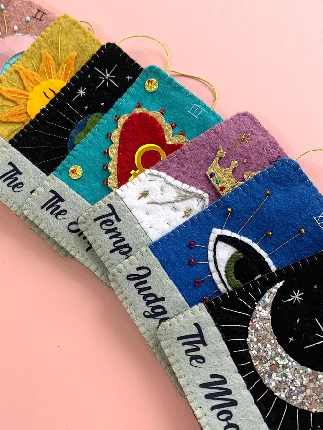 Hand Embroidered Tarot Card Decorations