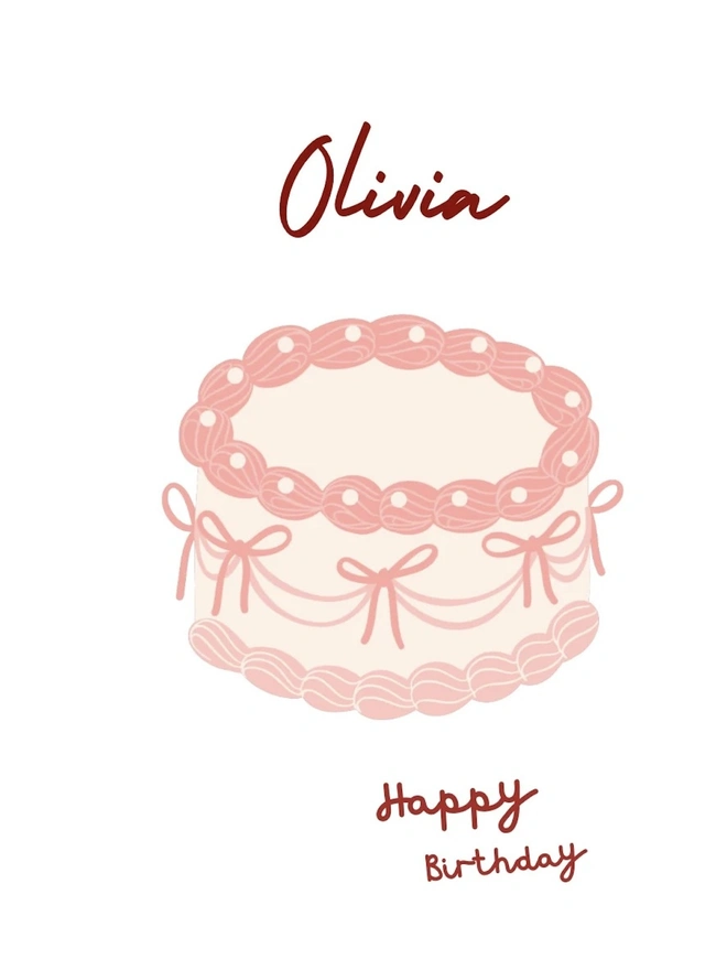 Personalised Vintage Cake, Candle Birthday Card