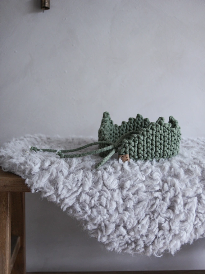 sage crochet cotton crown