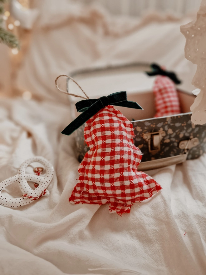 Handmade Cotton Christmas Tree Ornament, Festive Nursery Decor