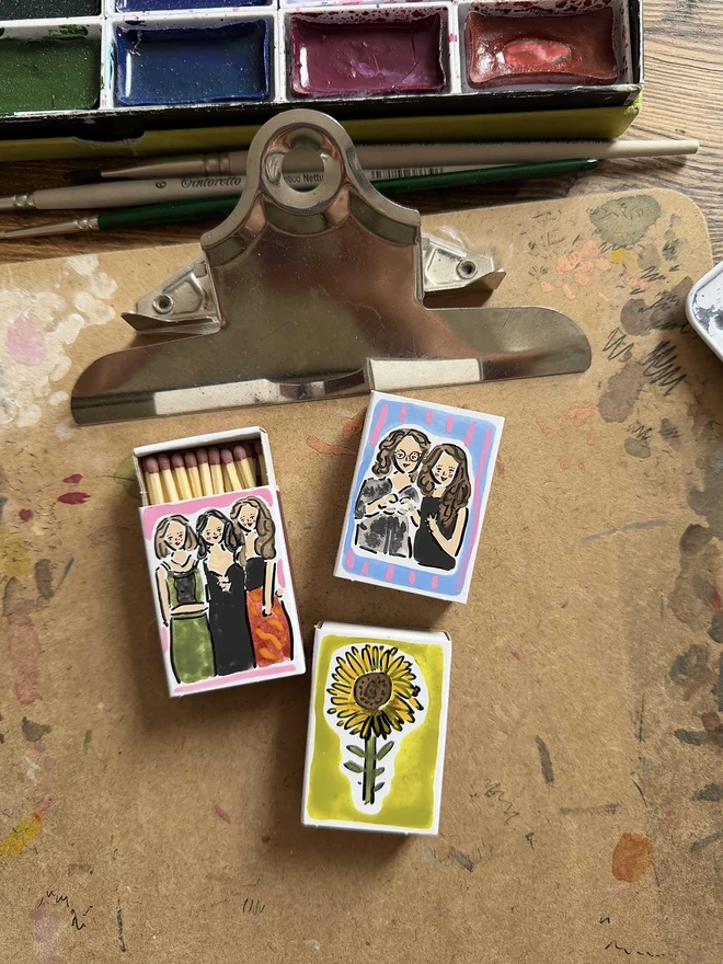 Peronalised matchboxes set of 3 mini ones