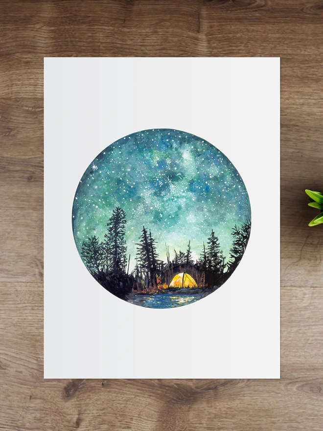 Camping under the stars art print