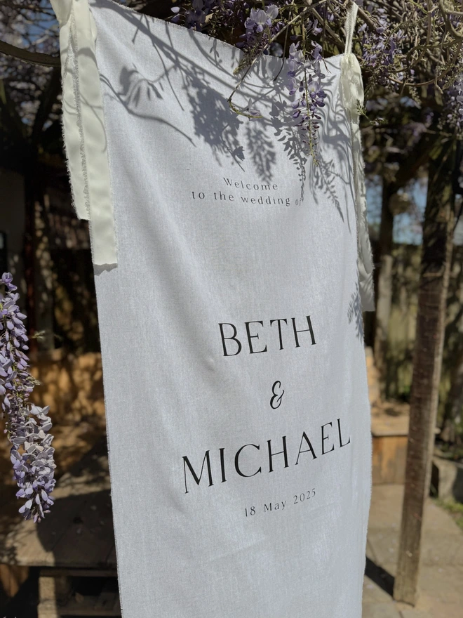 fabric wedding welcome sign banner