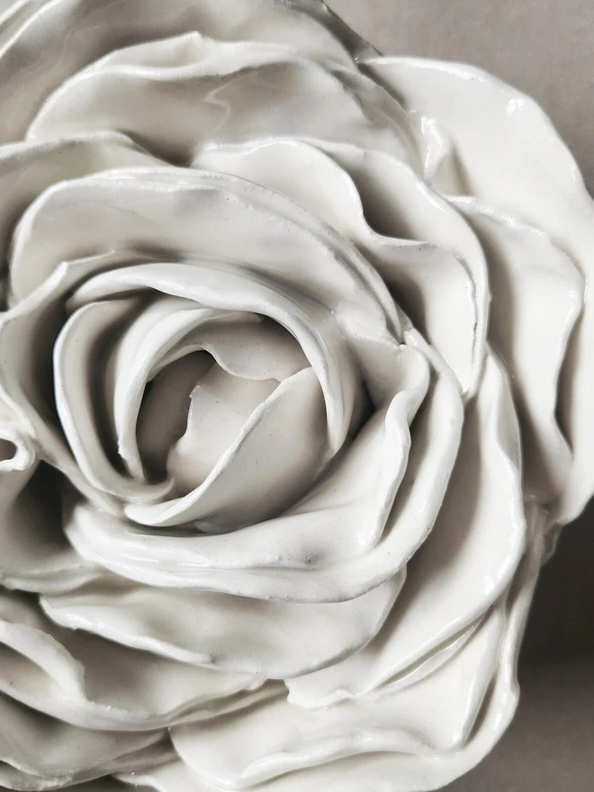 white handmade ceramic rose