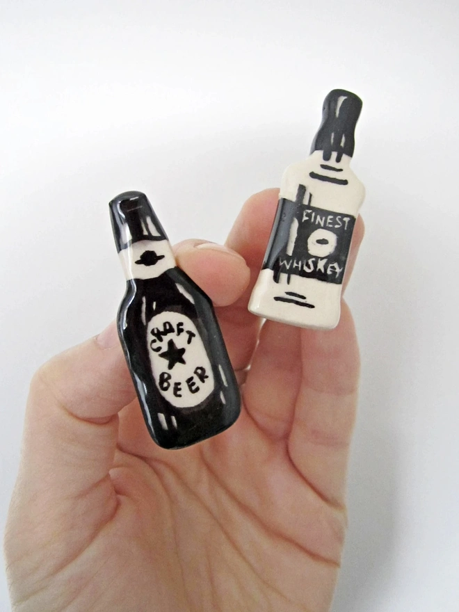 Boozy Ceramic Miniature Bottle Badges