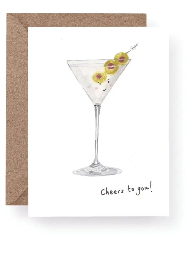 Cheers to You Martini blank inside greeting card