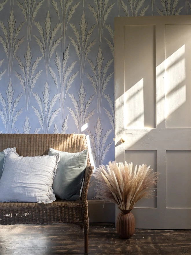 Pampas In Powder Blue Wallpaper