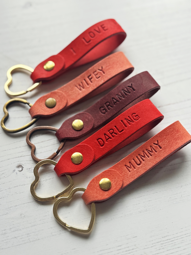 Heart shaped leather loop keyring