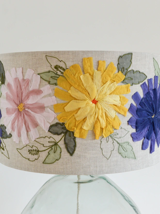 Blue Floral Embroidered Lampshade
