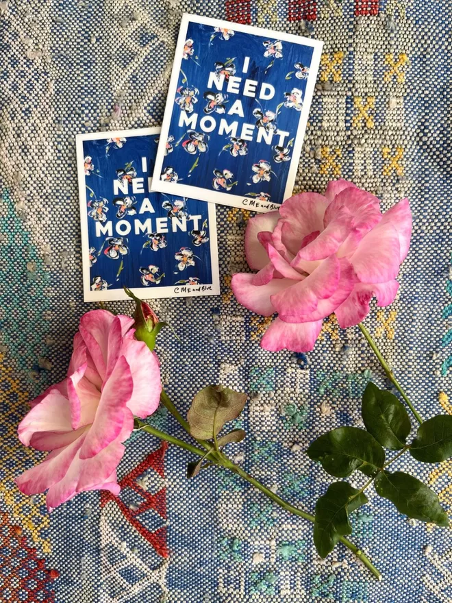 I need a moment stickers seen with flowers.