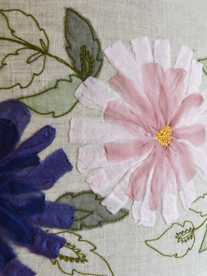 Blue Floral Embroidered Lampshades