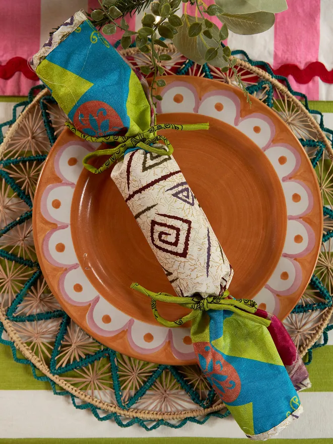 Sari wrap reusable Christmas crackers