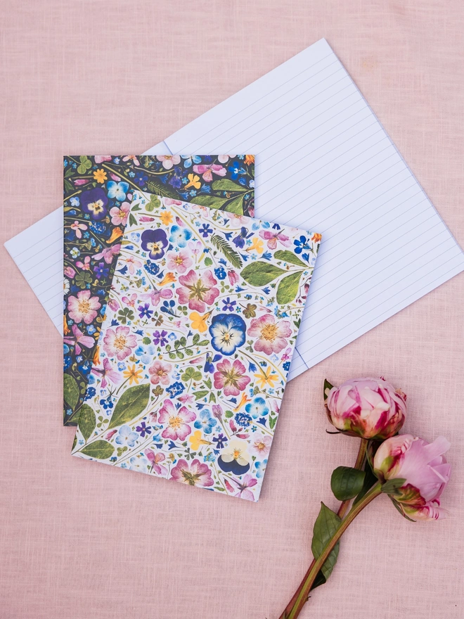 Pressed flower ink notebook