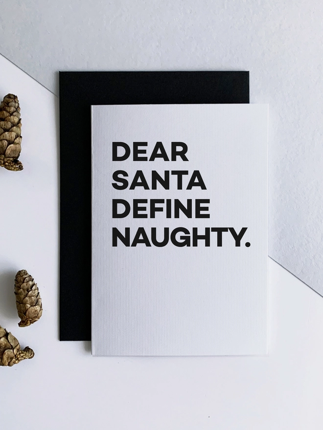 Dear Santa Christmas Card in black and white 