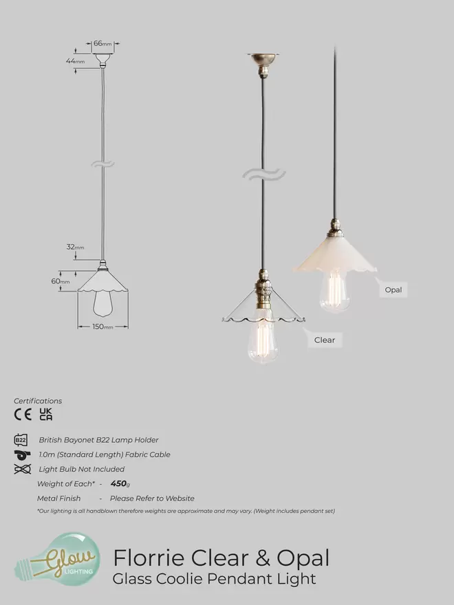 Florrie Pendant Light Specification sheet 