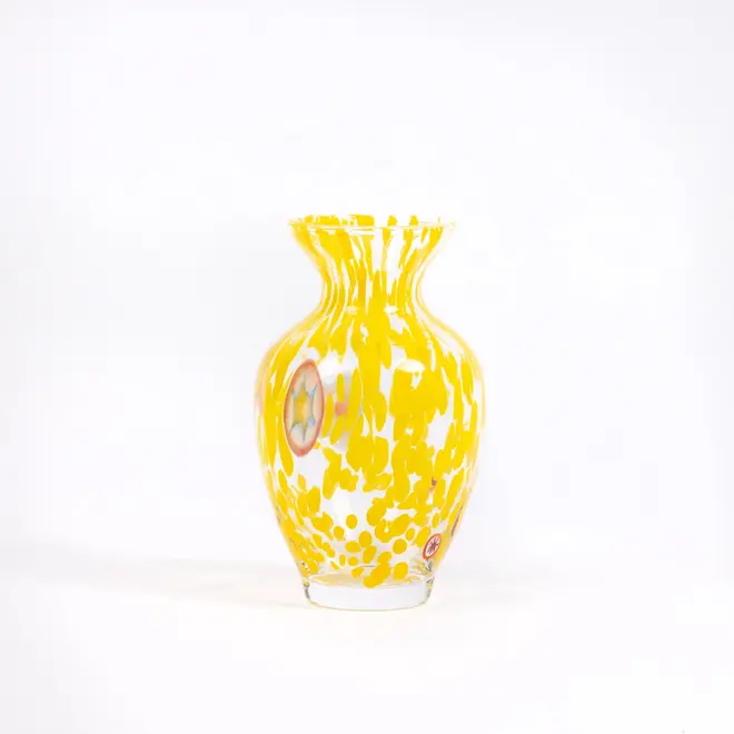 loto curved vase in yellow