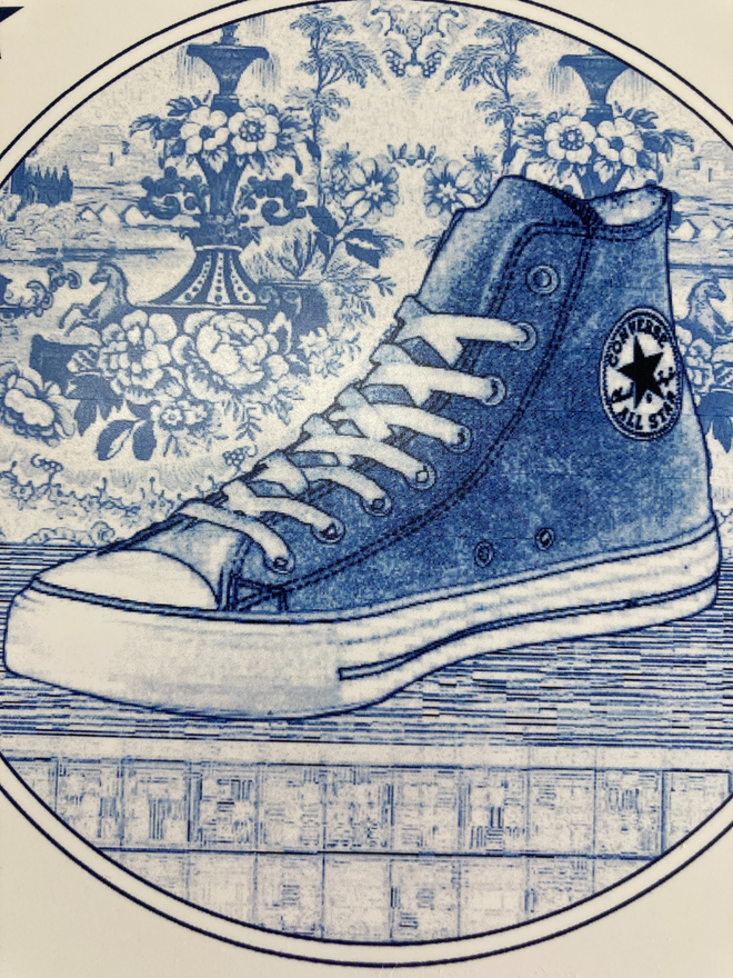 Hand Printed Delft Style Converse All-Stars TileHand Printed Delft Style Converse All-Stars Tile
