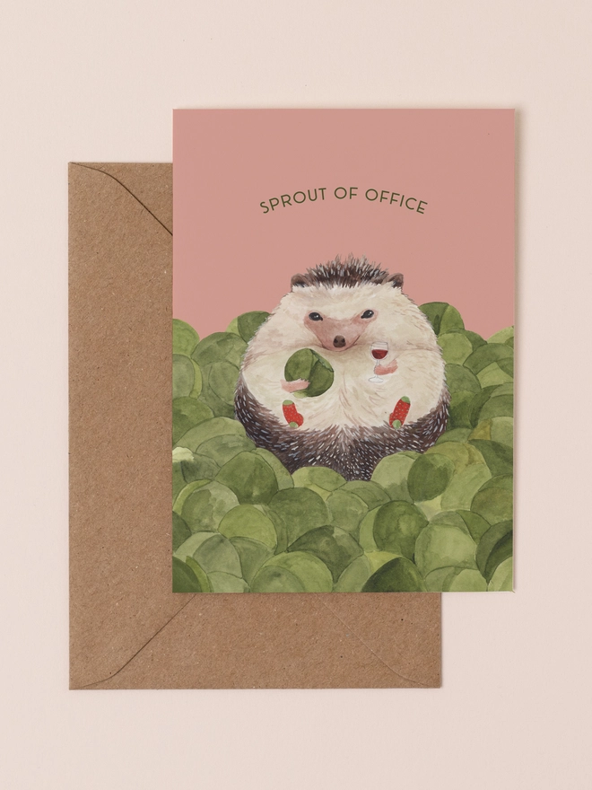 Sprout of office Christmas card with envelope