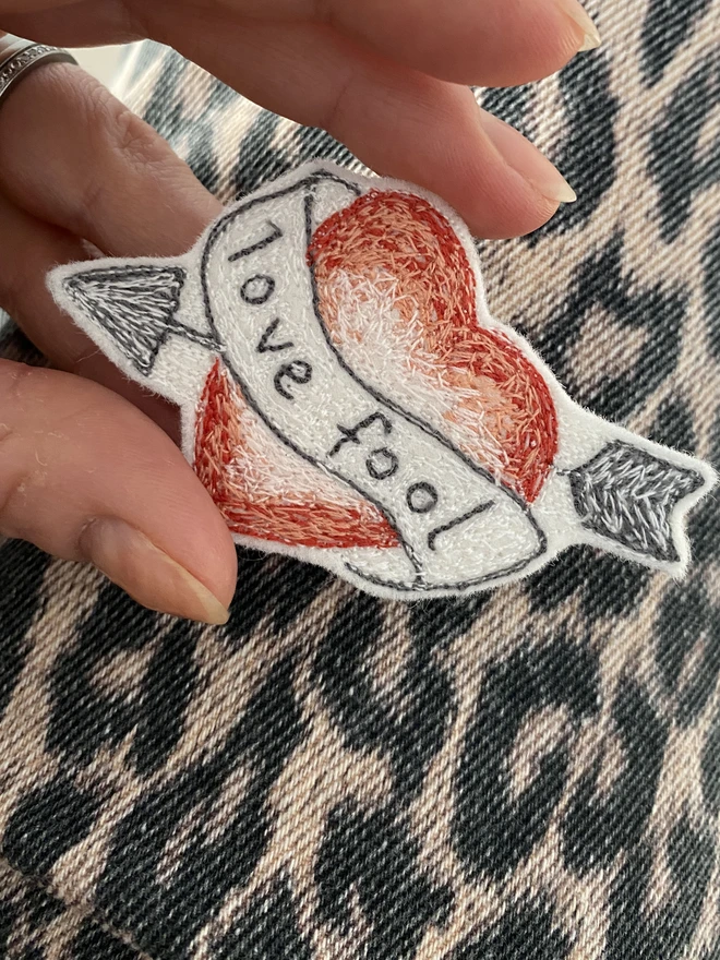 Embroidered Heart Brooch