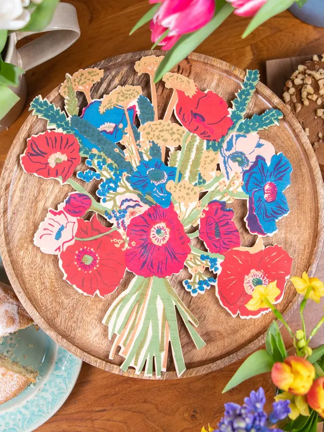 poppy bouquet wooden wreath