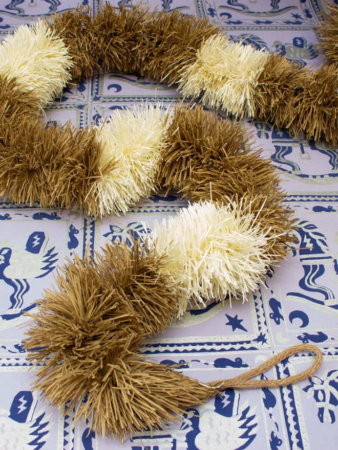 Handmade recycled paper tinsel garland 'cookies and cream''