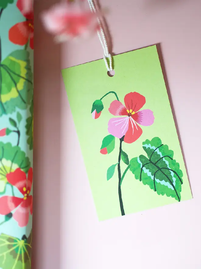illustrated geranium gift tags