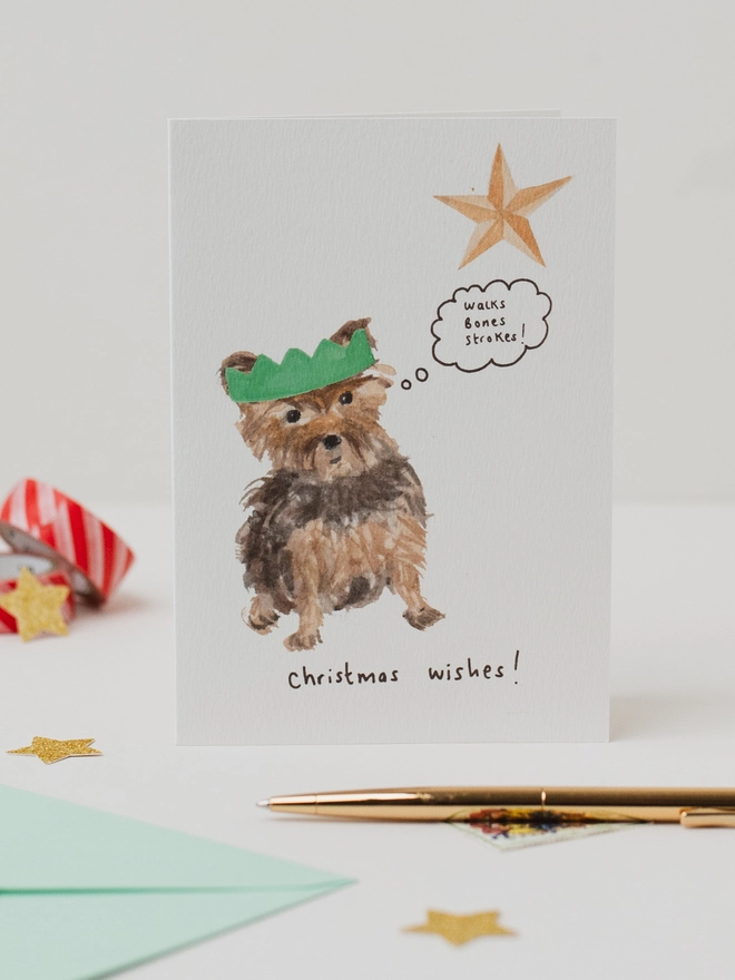 Yorkshire Terrier Christmas Card 