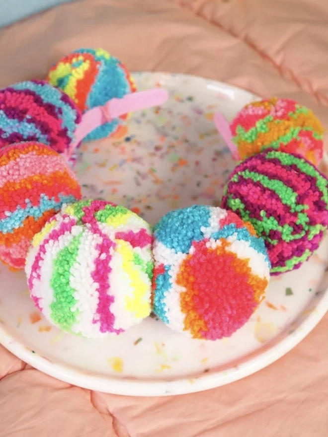 Pom Pom Rainbow Crown