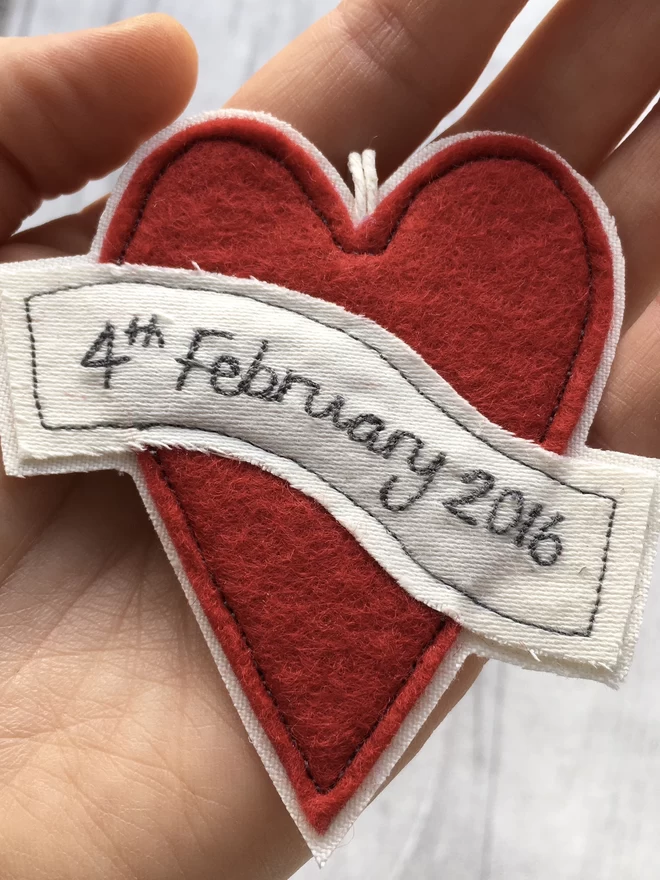 Close up of keepsake heart decoration