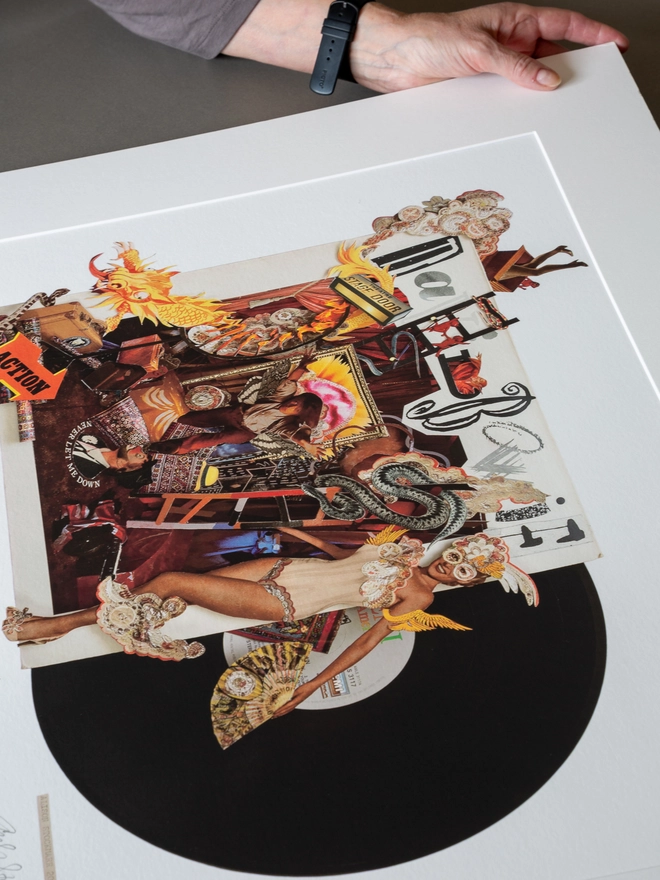 Never Let Me Down by David Bowie 'LP’ print of an original collaged artwork.