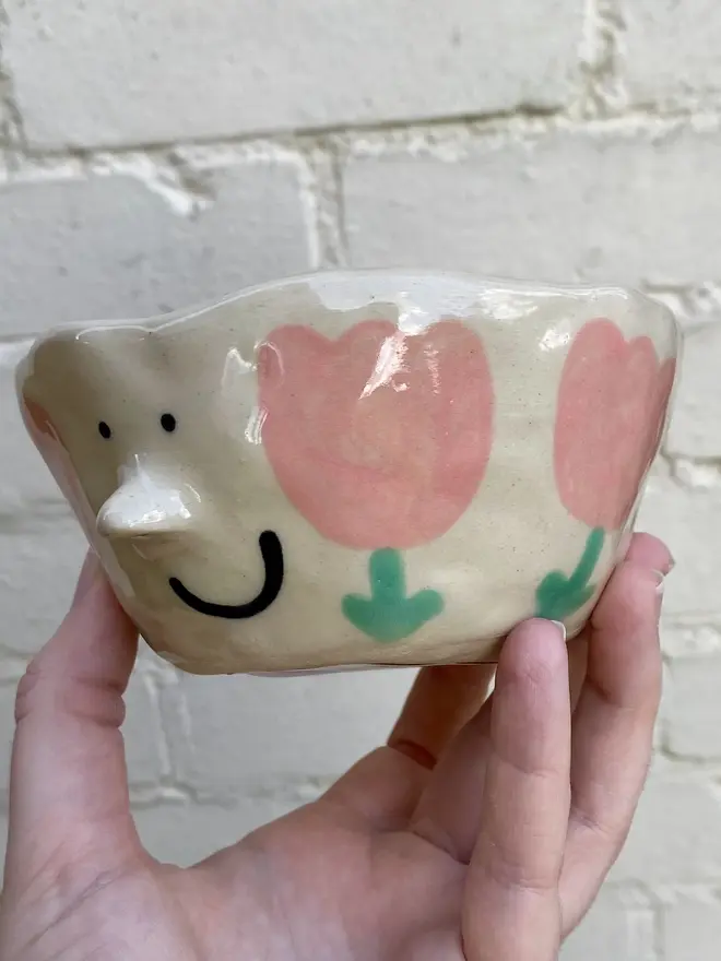 tulip floral handmade ceramic pot