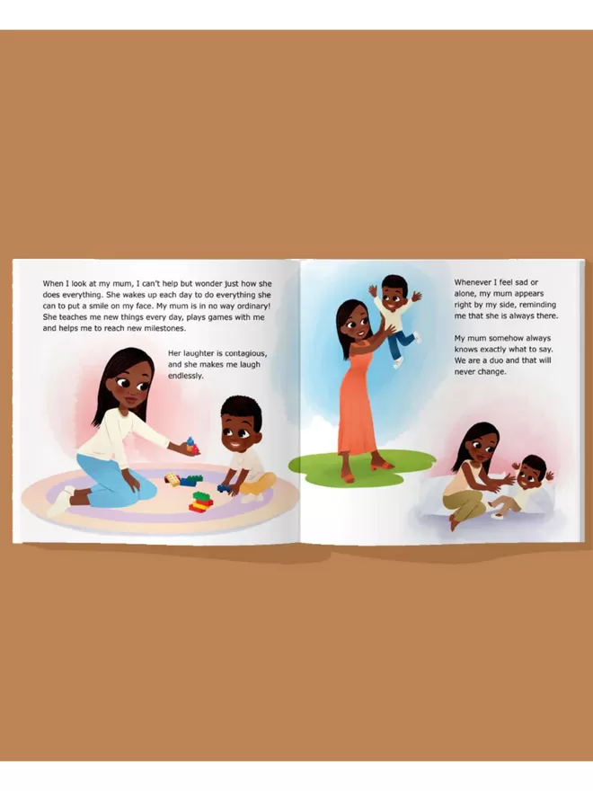 View of the illustrations and story in the book.