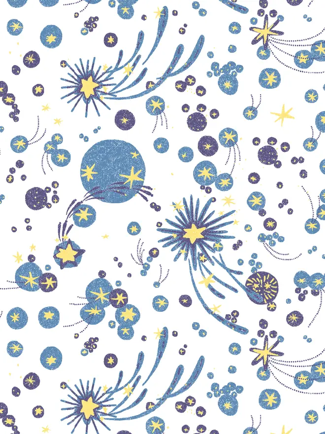 Solaris Wallpaper, a living room with a colourful wallpaper.