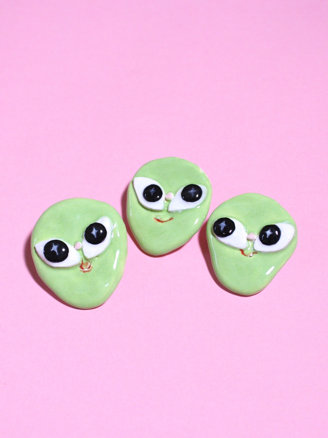 Alien Ceramic Halloween Brooch