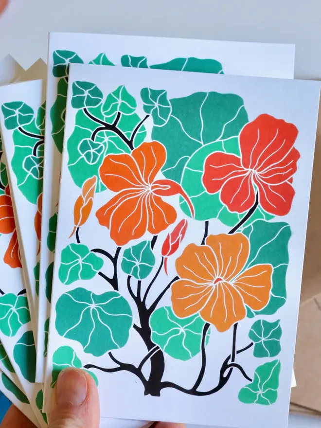 nasturtium flower notecard set