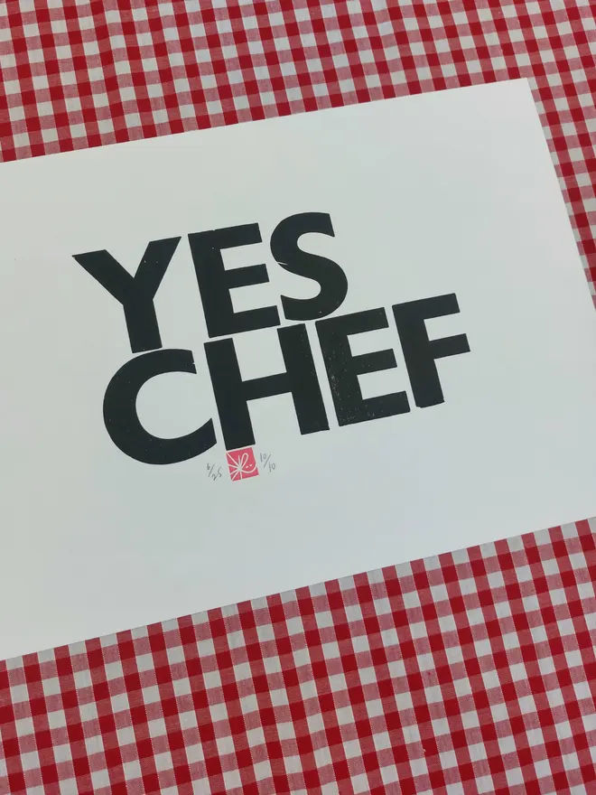 Yes Chef Letterpress Print