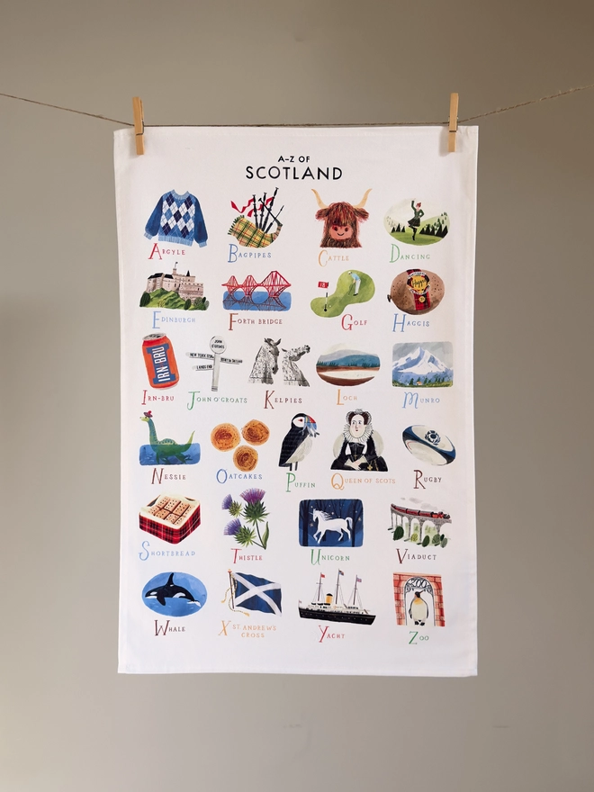 A-Z Scotland Tea Towel 