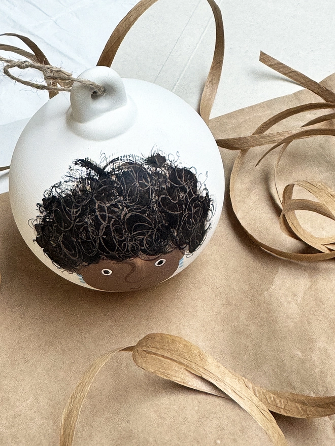 hand painted Christmas bauble portrait 