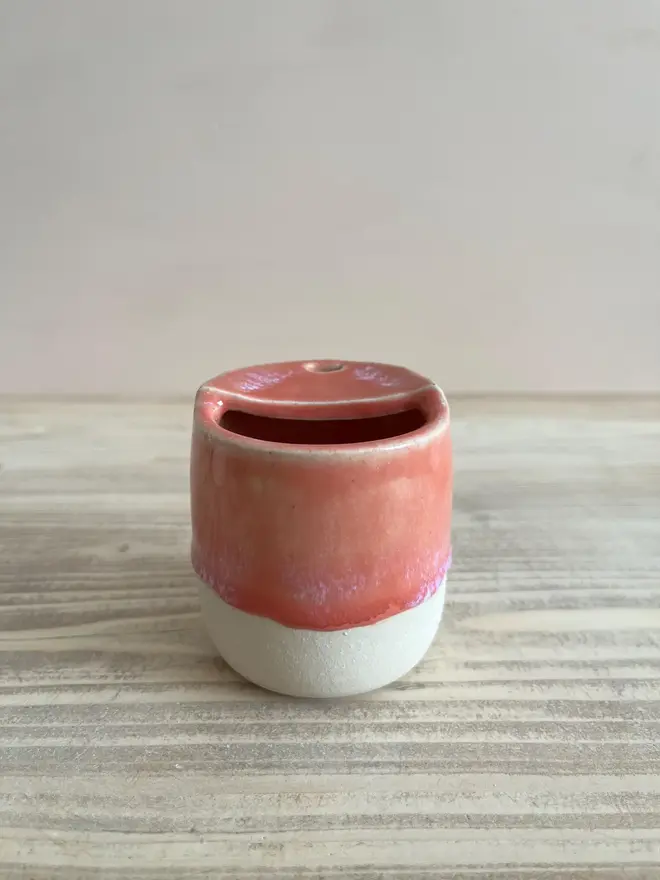 'Daily Grind' Handmade Ceramic Travel Cup Pink Glaze