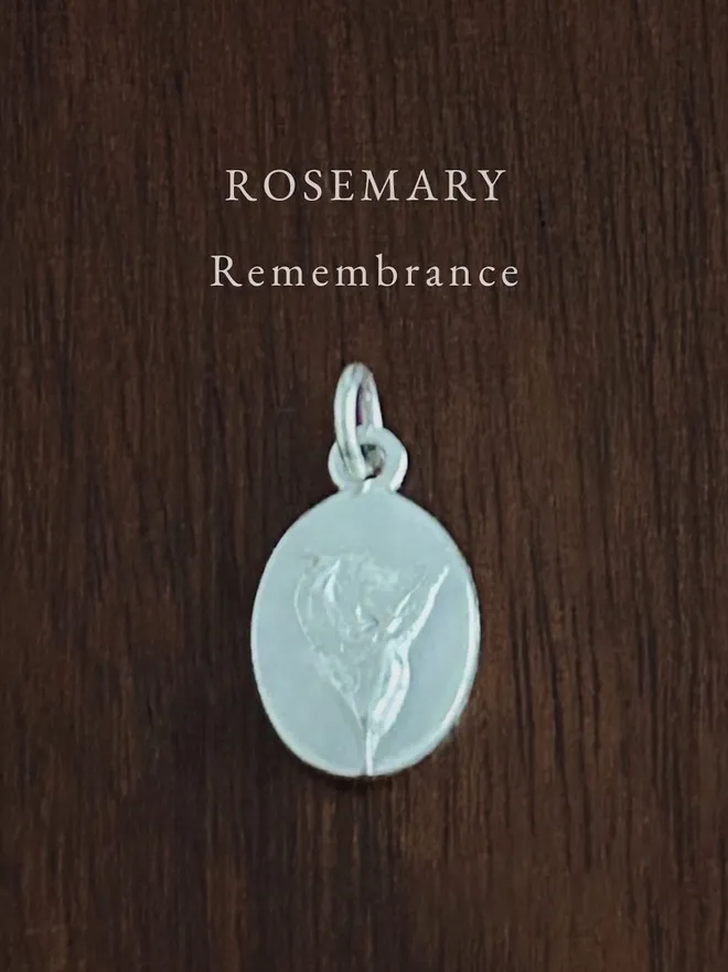 Rosemary Medal Charm ~ Sterling Silver
