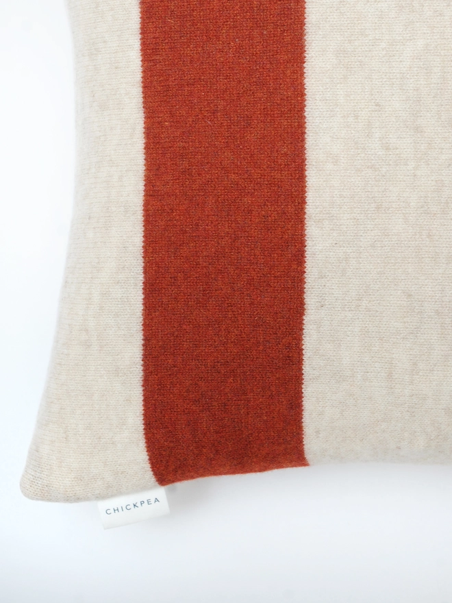 stripe rust red lambswool cushion