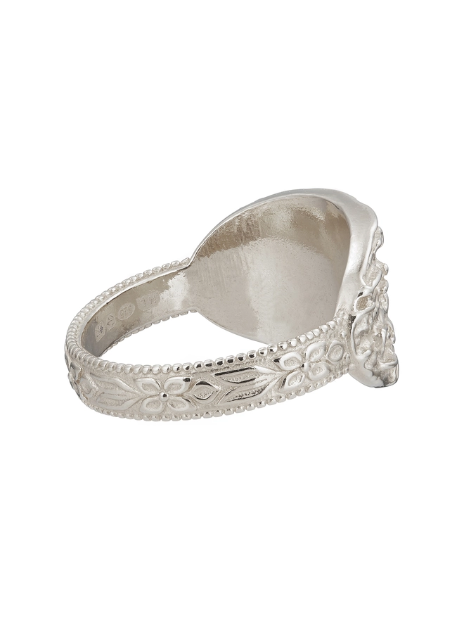 textured flower band ring silver
