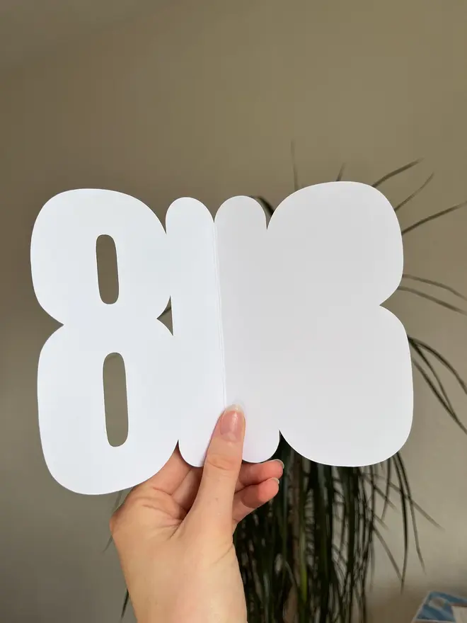 floral 18th birthday card. card shaped like number 18 open to show blank inside.
