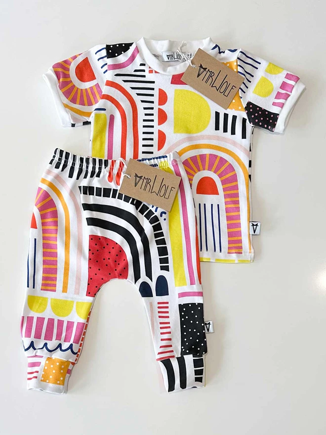 colour block print baby leggings, baby leggings, toddler leggings, colour block, art print