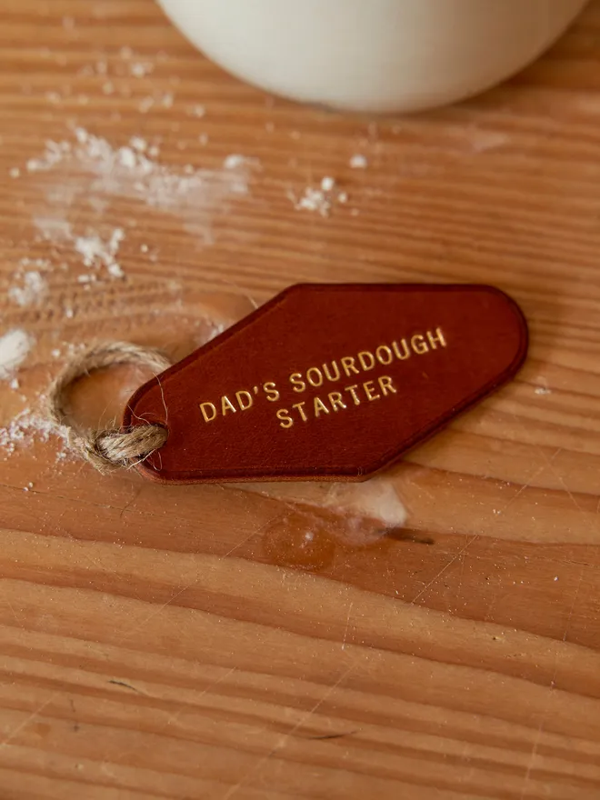 Diamond shaped leather bread baking tag