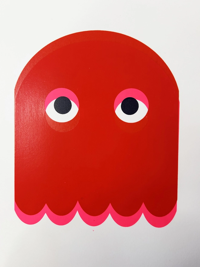 Red and Neon Pink Ghost Screen Print