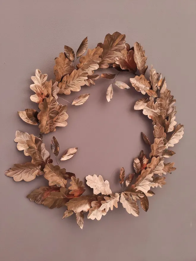 Copper Irish Oak Leaves Wreath