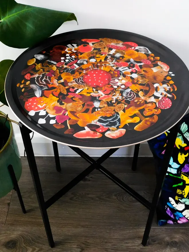 colourful fungi round tray