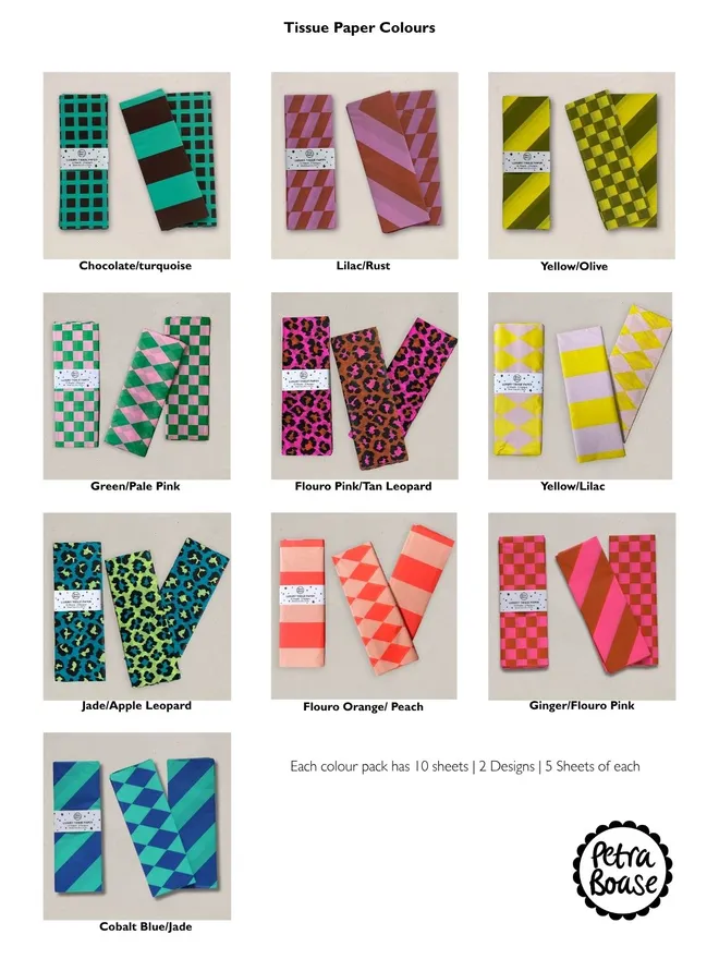 Luxury Tissue Paper Selection of Colours and Designs.
