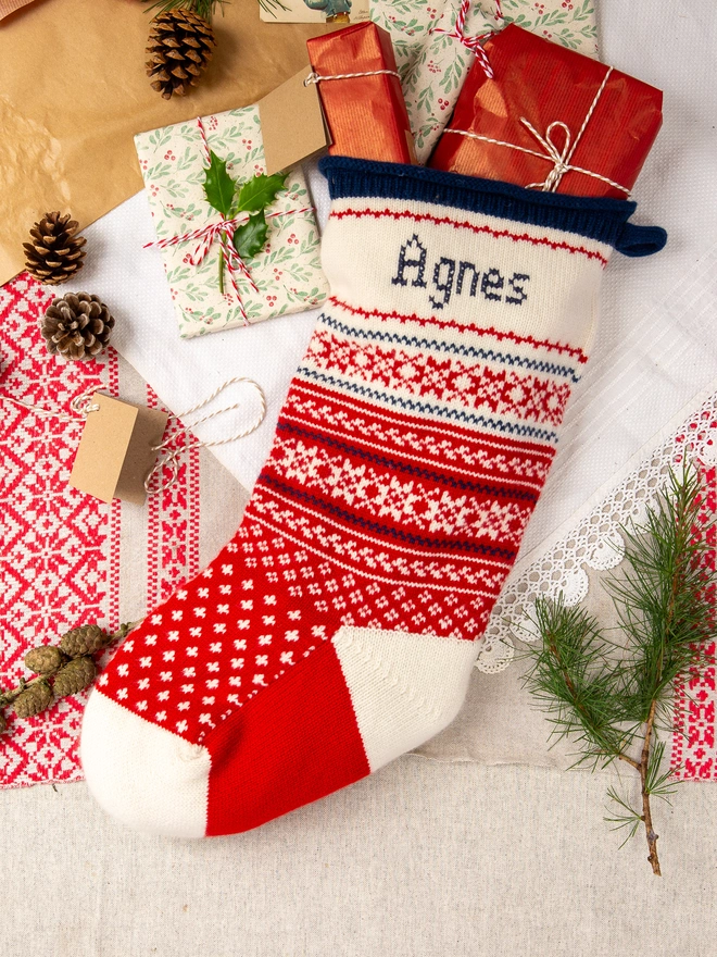 Holly Oslo Stocking Red with White Heel